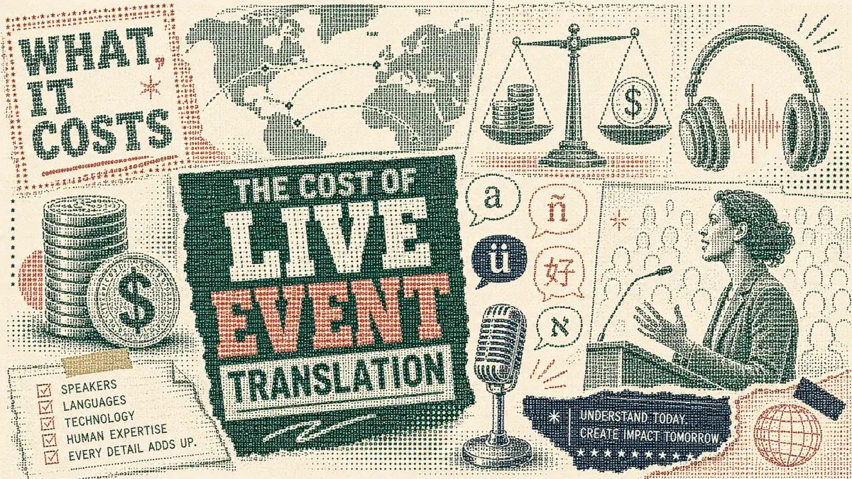Chart breaking down the cost of event translation, including AI and human interpreter pricing